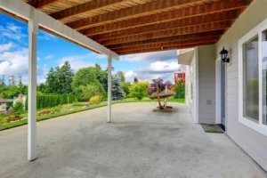 backyard concrete patio in mooresville, nc