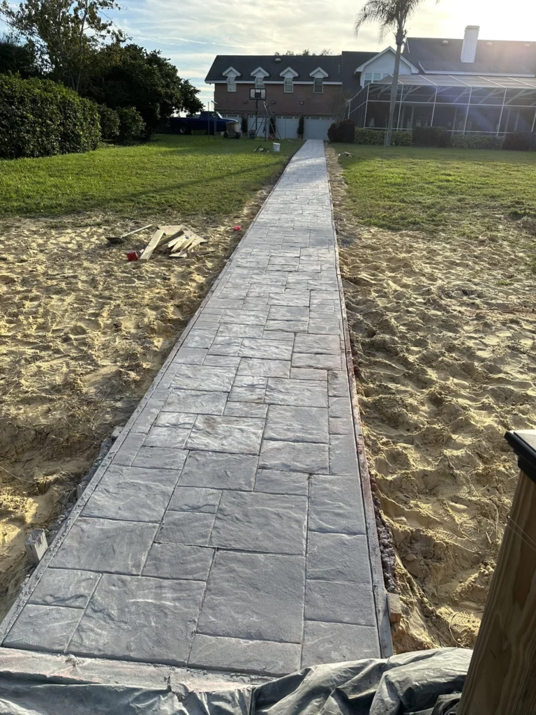 long stamped concrete sidewalk in mooresville, nc